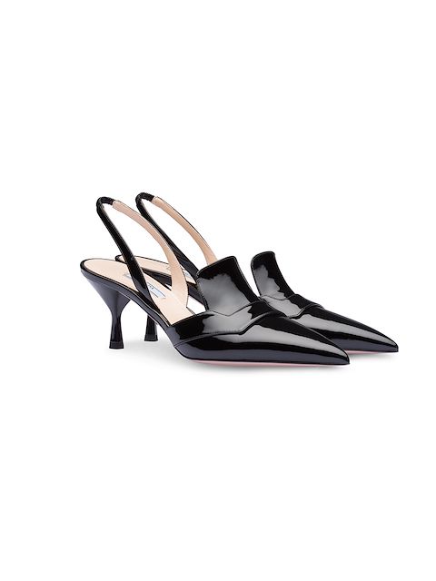 PRADA PRADA SLINGBACK-PUMPS MIT SPITZER KAPPE - SCHWARZ