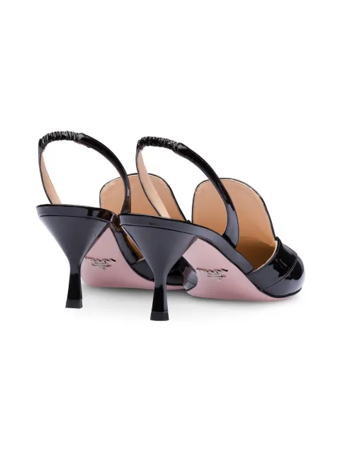 PRADA PRADA SLINGBACK-PUMPS MIT SPITZER KAPPE - SCHWARZ