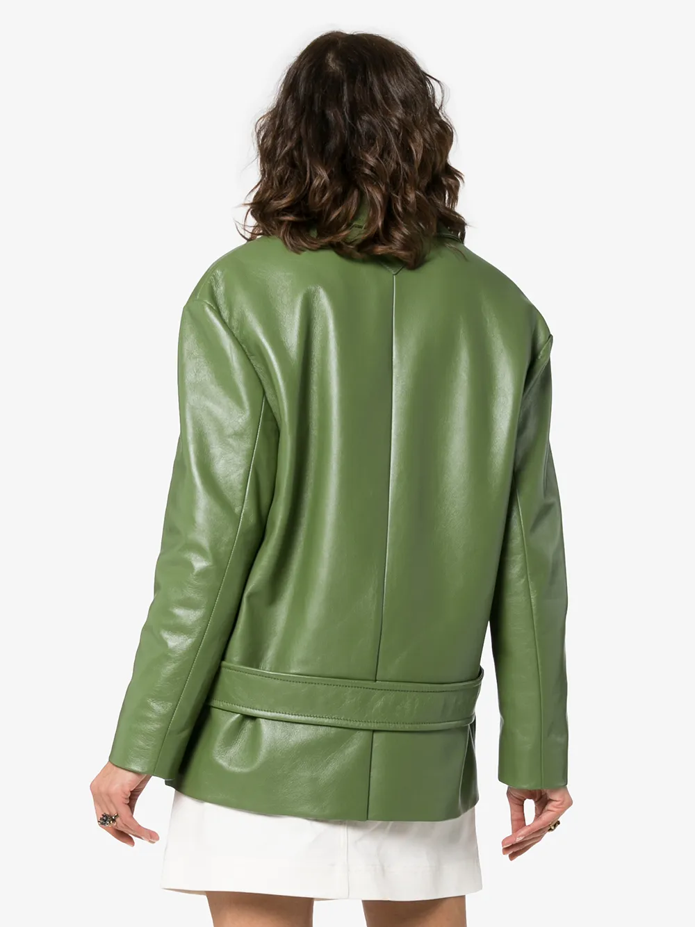 prada green leather jacket