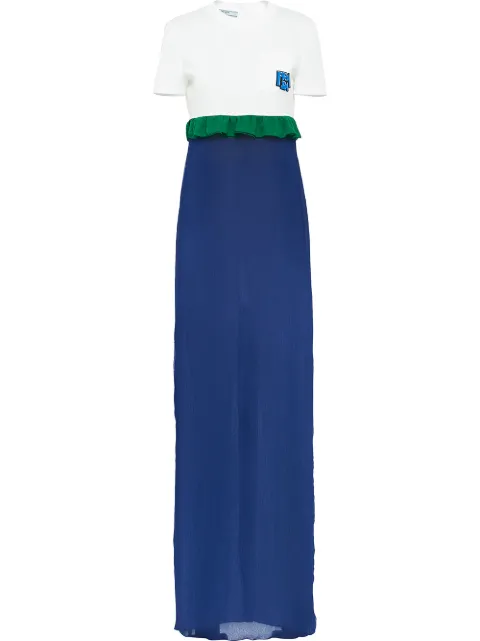 Click to view more detailed imagery on our partner's website Prada Ruched T-Shirt Chiffon Dress In Blue