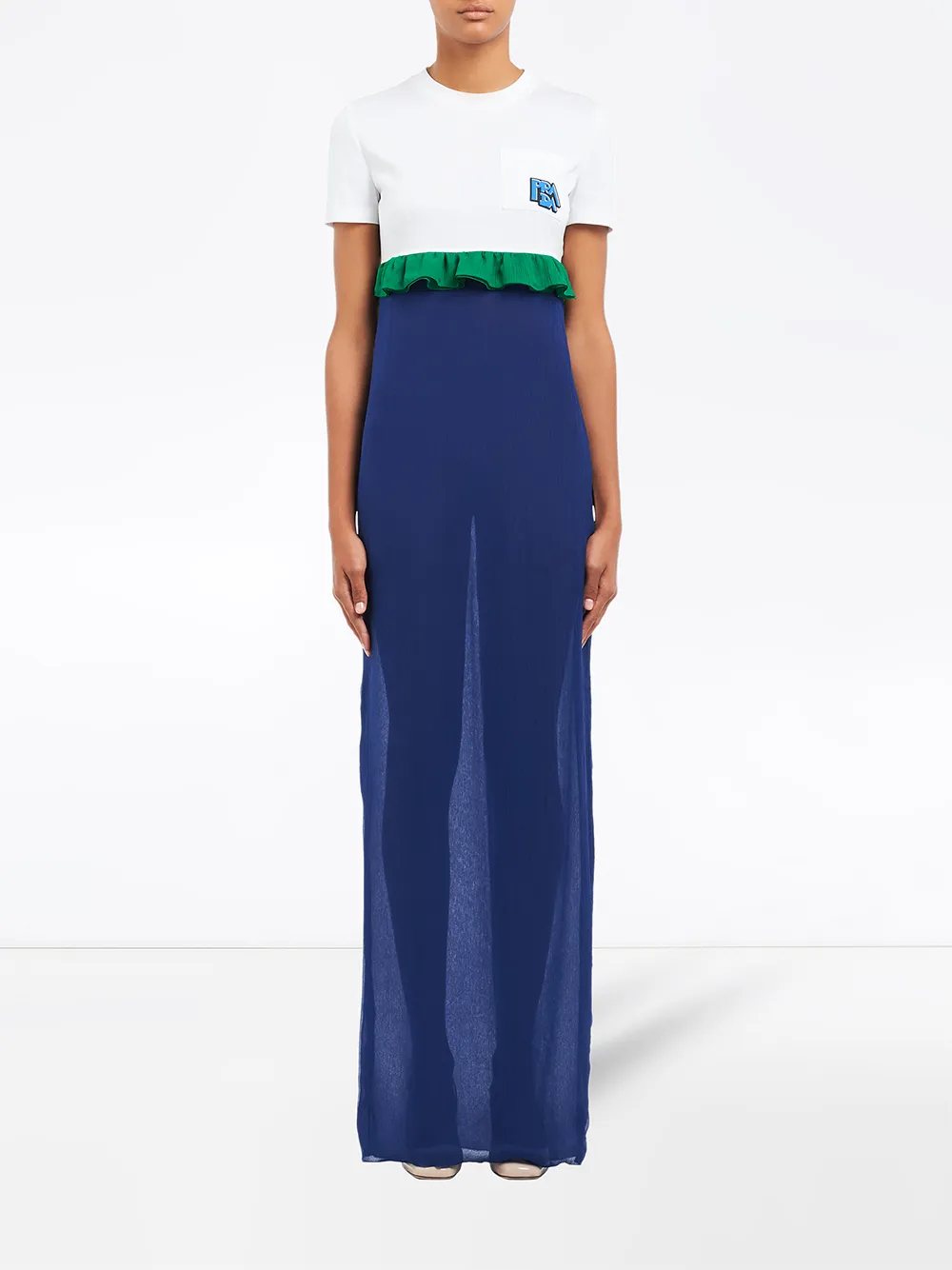 Image 2 of Prada long ruffle-trim dress