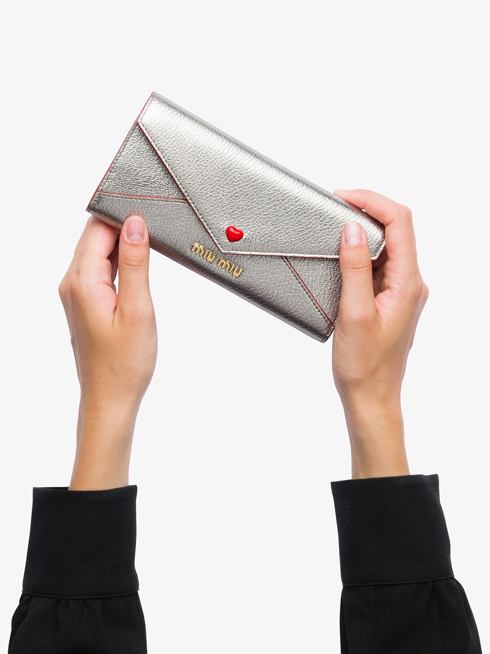 Miu Miu Madras Wallet With Love Logo Farfetch