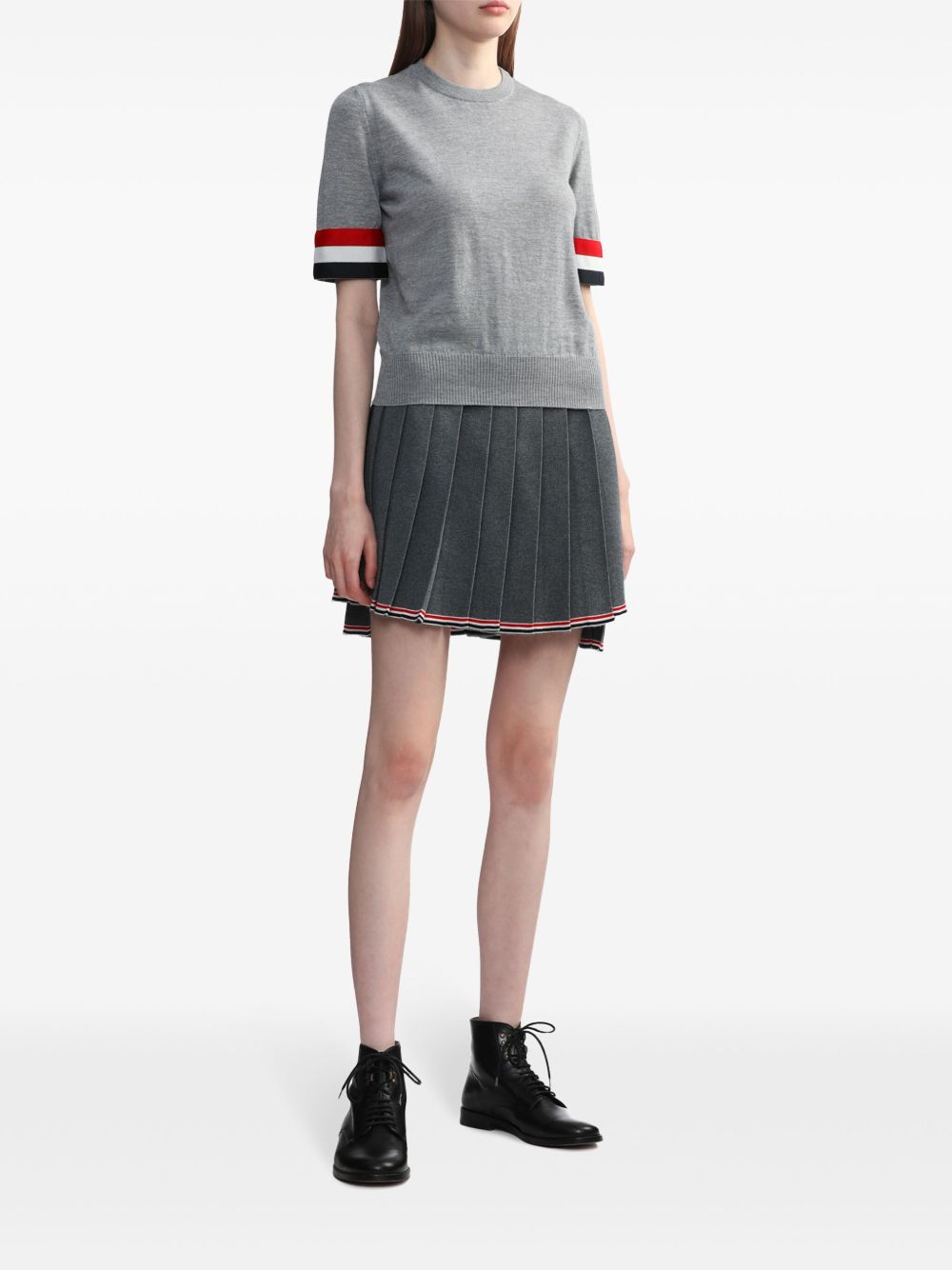 Thom Browne RWB stripe crew-neck merino top - Grey