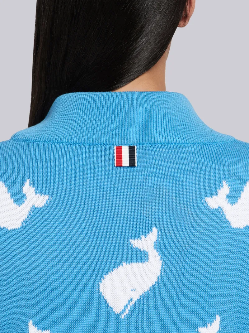 4-Bar Whale Icon Intarsia Pullover 