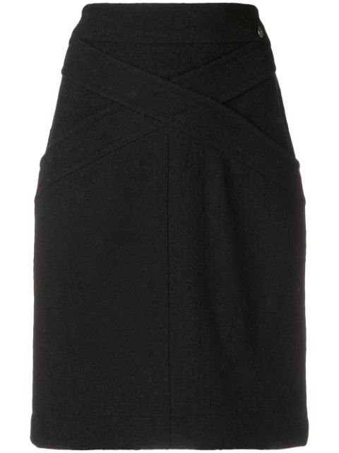 HOT SALE CHANEL crisscross detail fitted skirt Women