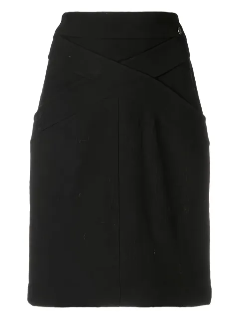 CHANEL Pre-Owned crisscross detail fitted skirt