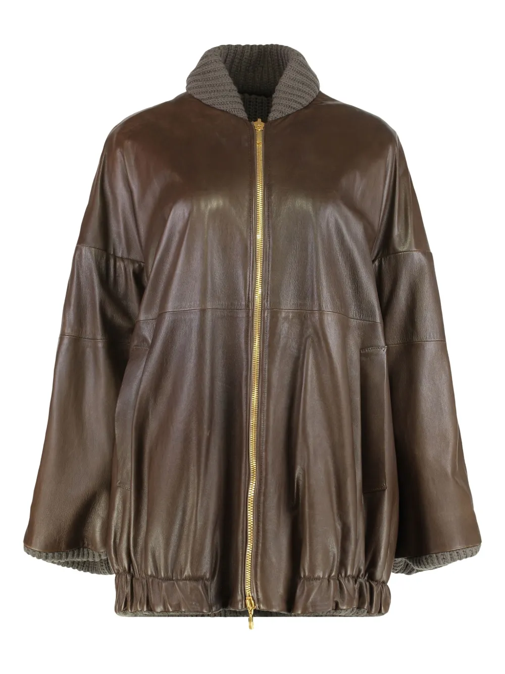 Alberta Ferretti leather bomber jacket | Brown | Image 1