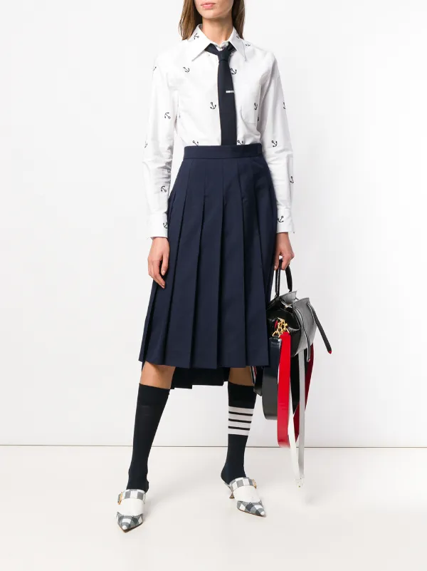 Thom Browne School Uniform Pleated Skirt | Blue | FARFETCH JO
