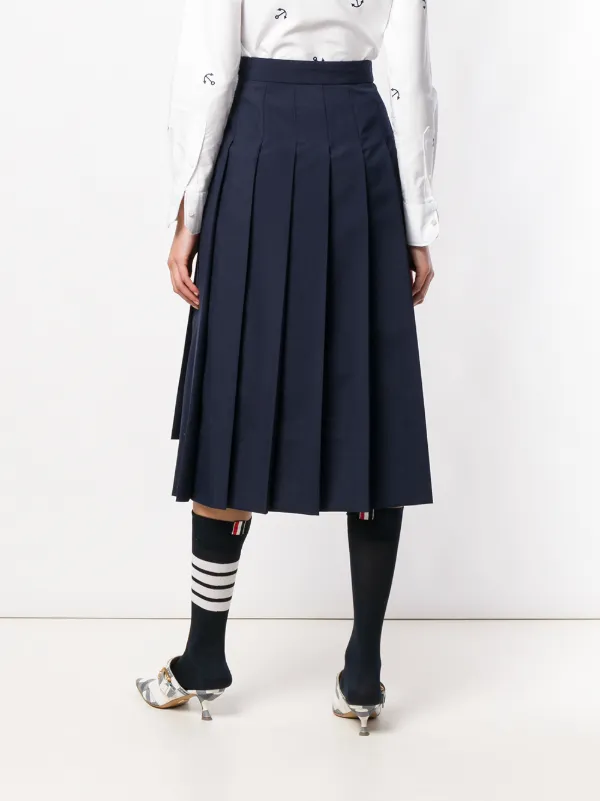 Blue pleated uniform skirt store