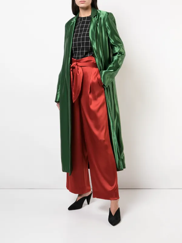 green satin coat