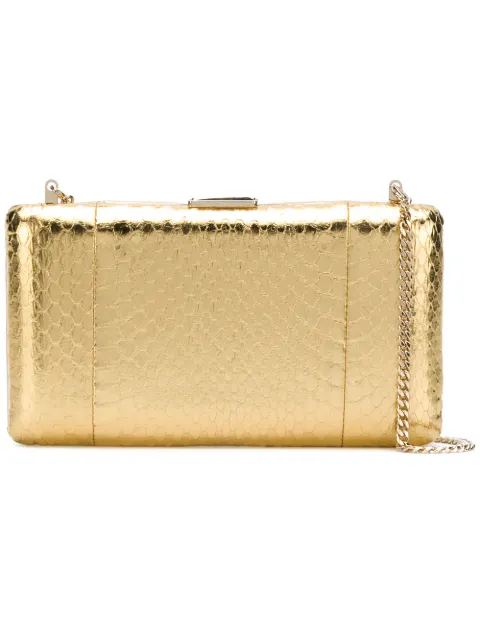 Click to view more detailed imagery on our partner's website Jimmy Choo Clemmie Gold Metallic Elaphe Clutch Bag