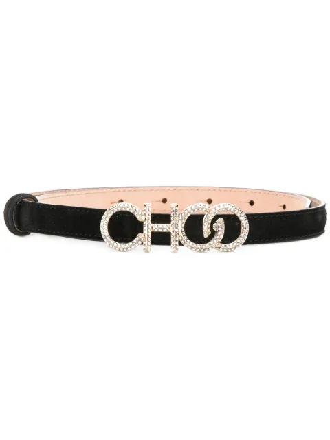 Shop black Jimmy Choo Choo logo belt 