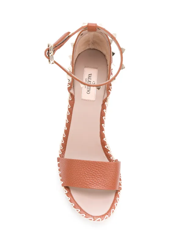 Valentino rockstud double discount espadrille wedge sandal