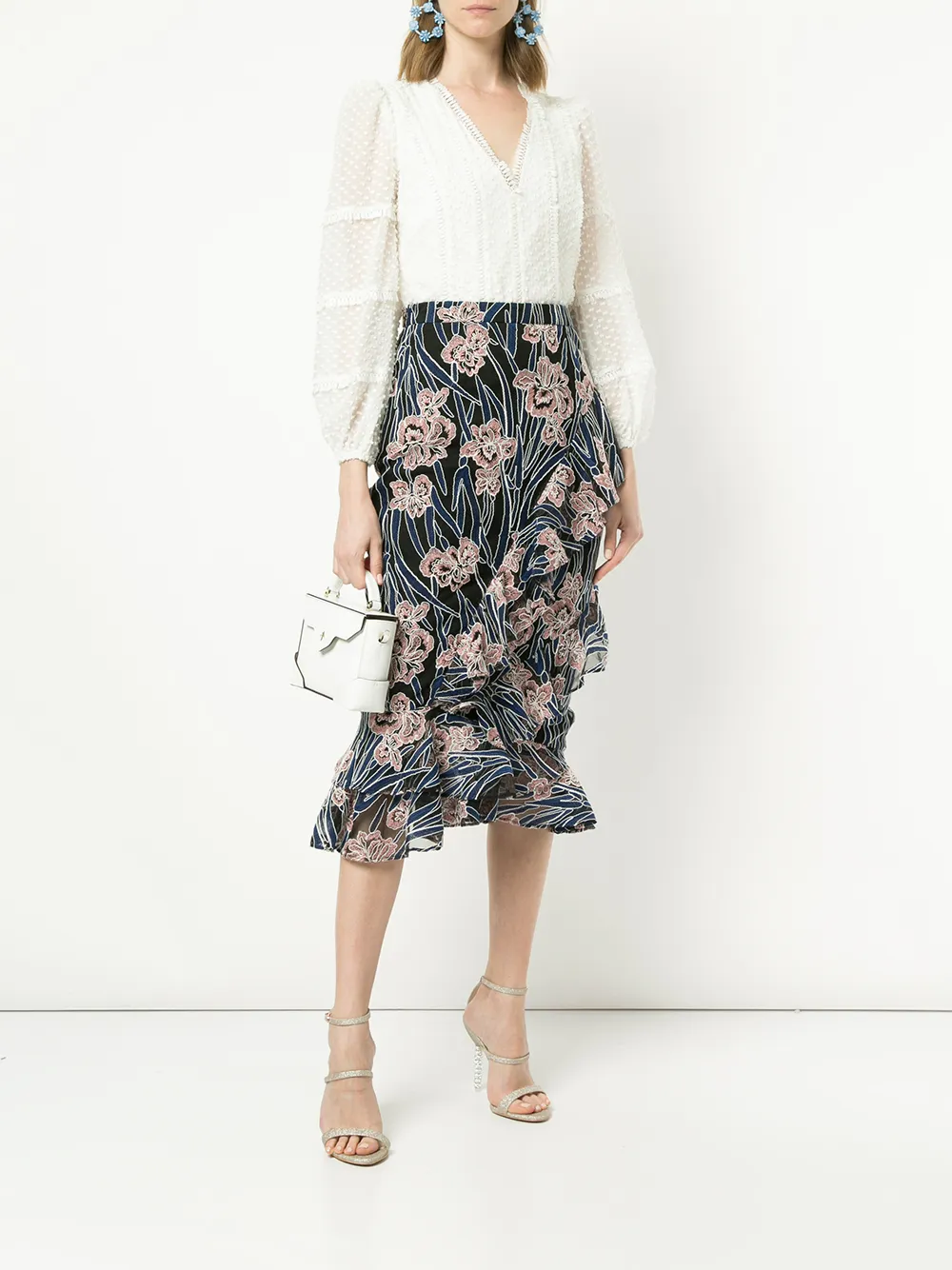 Rachel Gilbert embroidered ruffle skirt - Veelkleurig