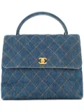 CHANEL Pre-Owned 1996-1997 diamond-quilted denim tote bag - Blue