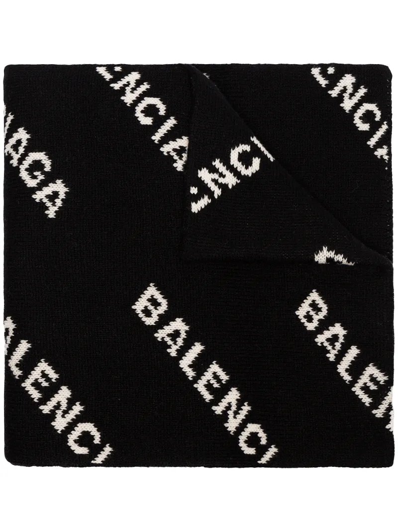 Balenciaga шарф с логотипами вязки интарсия