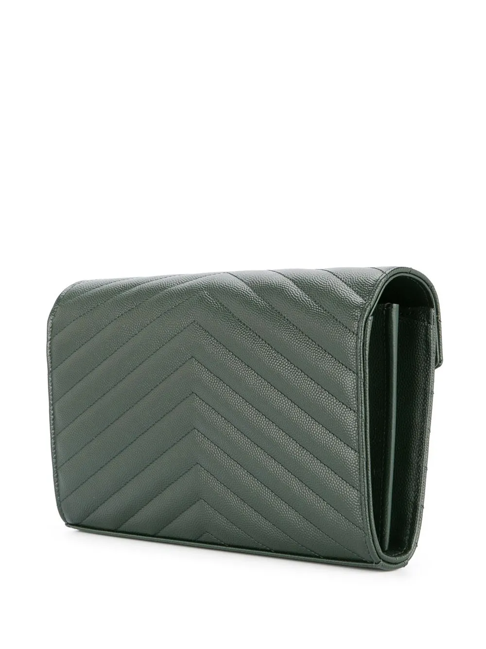 Shop Saint Laurent Monogram Chain Clutch In Green