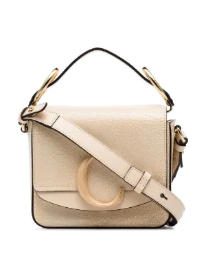 Women S Bags Purses Farfetch Beige C Ring Small Leather Shoulder Bag