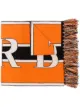 Image 1 of Burberry orange, black and white logo knit cashmere scarf