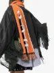 Image 2 of Burberry orange, black and white logo knit cashmere scarf