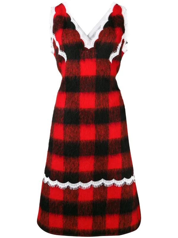 Calvin Klein Check Apron Dress - Black