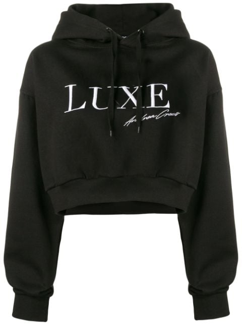 cropped slogan hoodie