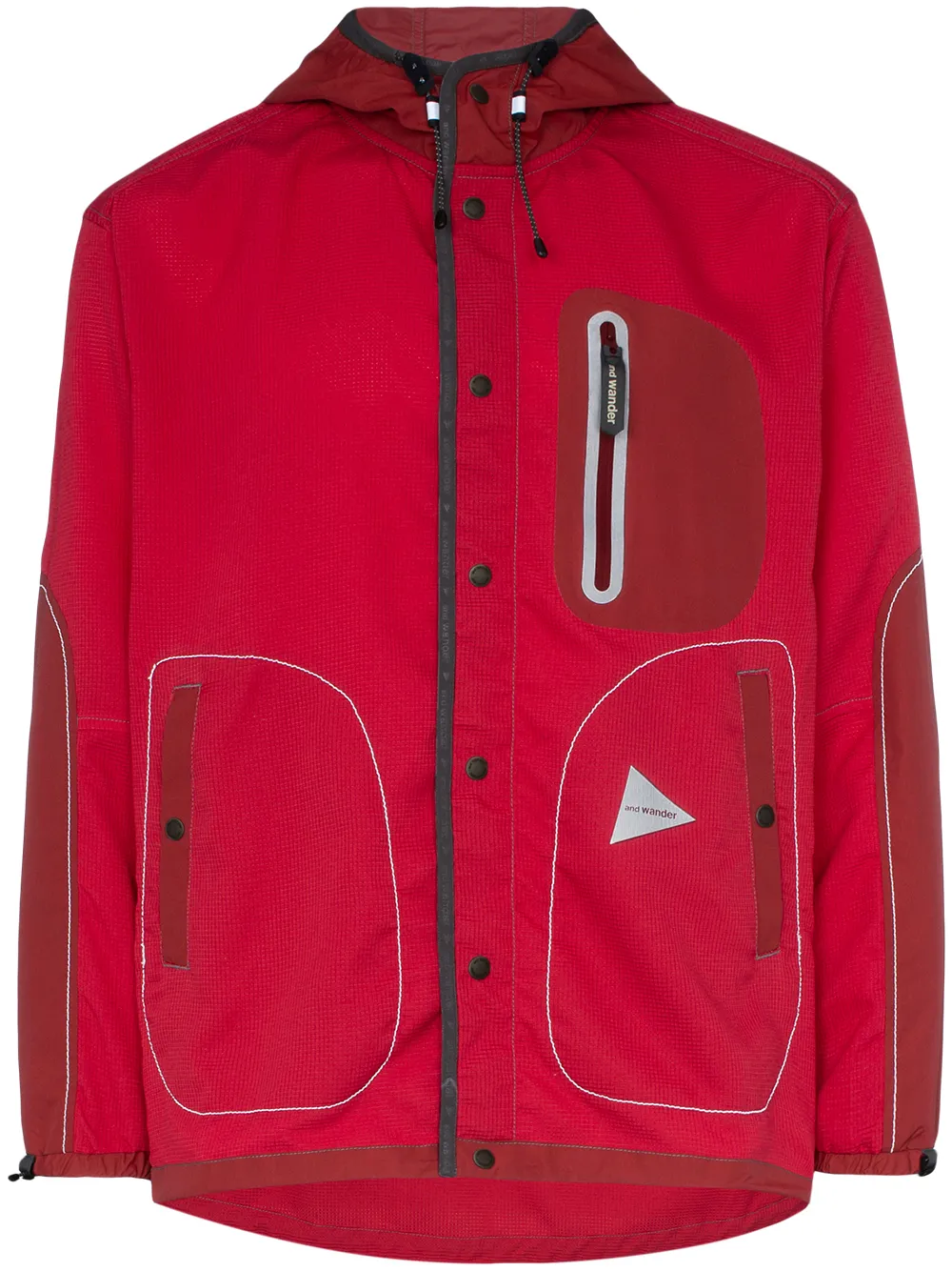 And Wander Jackets AND WANDER HOODED WATERPROOF JACKET - RED