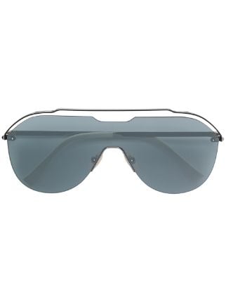 Shop white & metallic Fendi Eyewear oversized aviator frame sunglasses ...