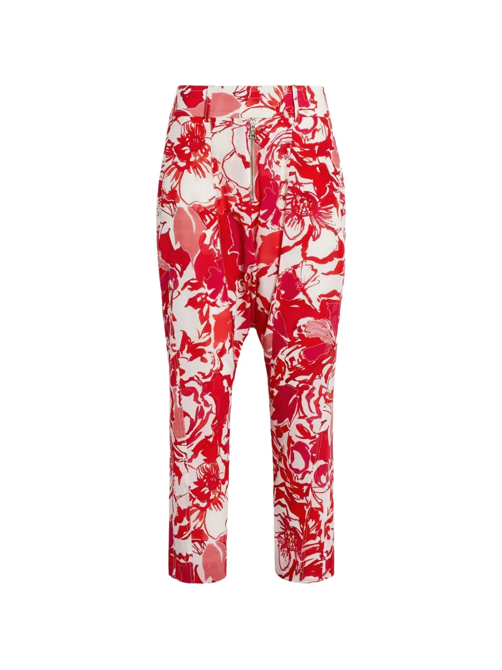 Roberto Cavalli Pantacourt à imprimé hortensias - Rouge