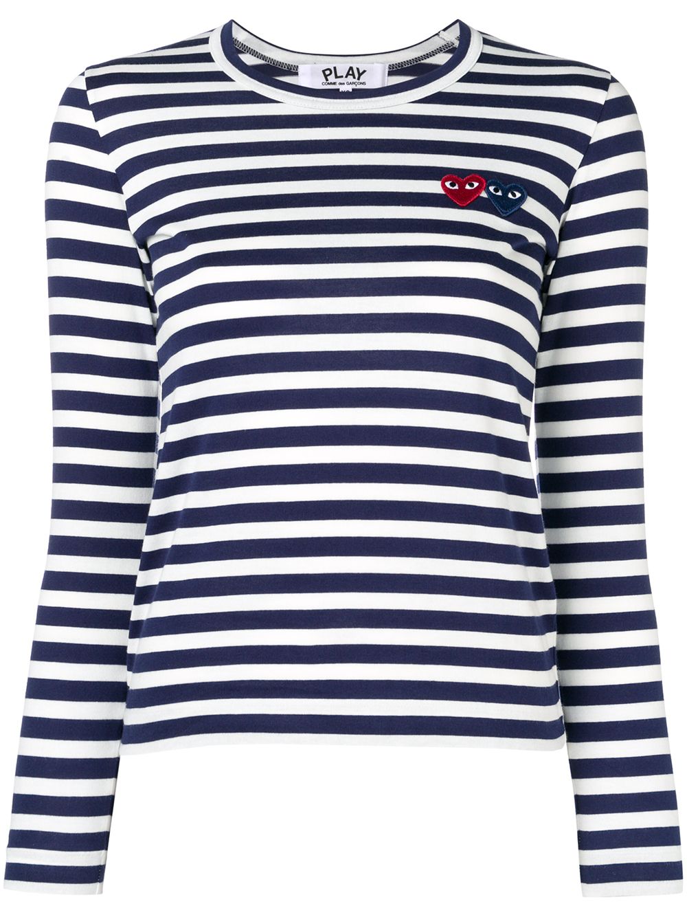 Image 1 of Comme Des Garçons Play double-heart logo striped T-shirt