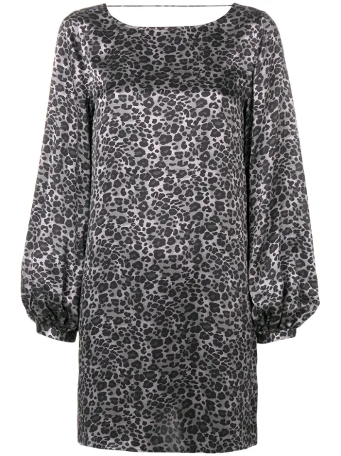 Click to view more detailed imagery on our partner's website Equipment Zipporah Leopard Print Dress In Grey
