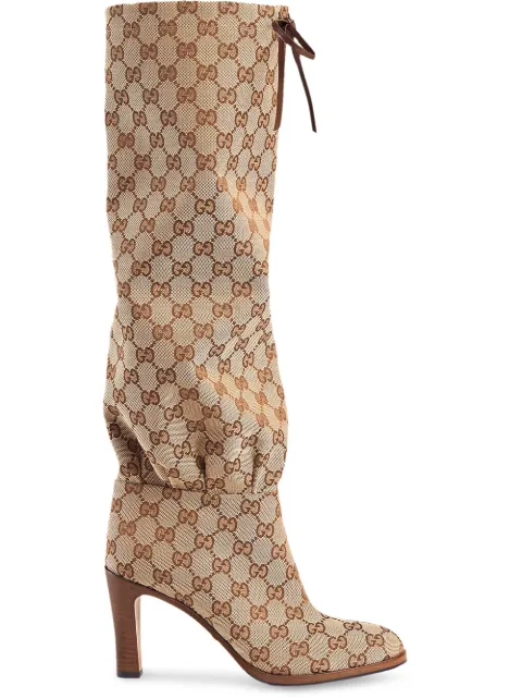 GUCCI GG canvas mid-heel boot