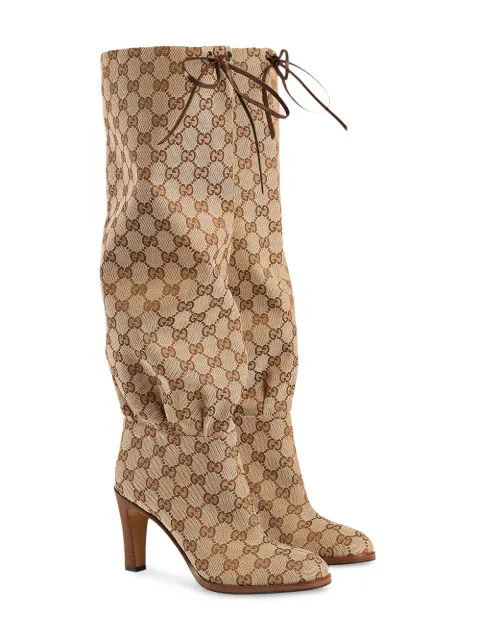 GUCCI GG canvas mid-heel boot
