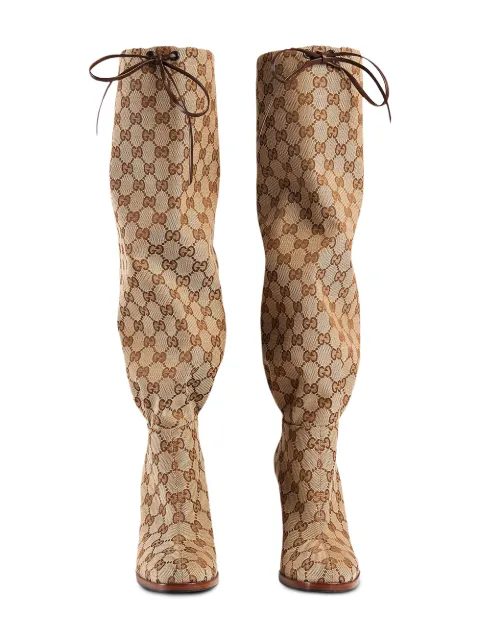 GUCCI GG canvas mid-heel boot