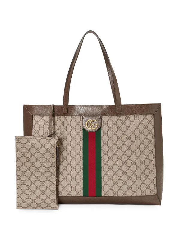 White GG-logo large Web Stripe canvas tote bag, Gucci