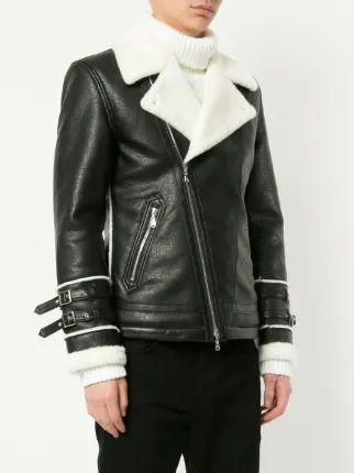 faux fur trim biker jacket展示图