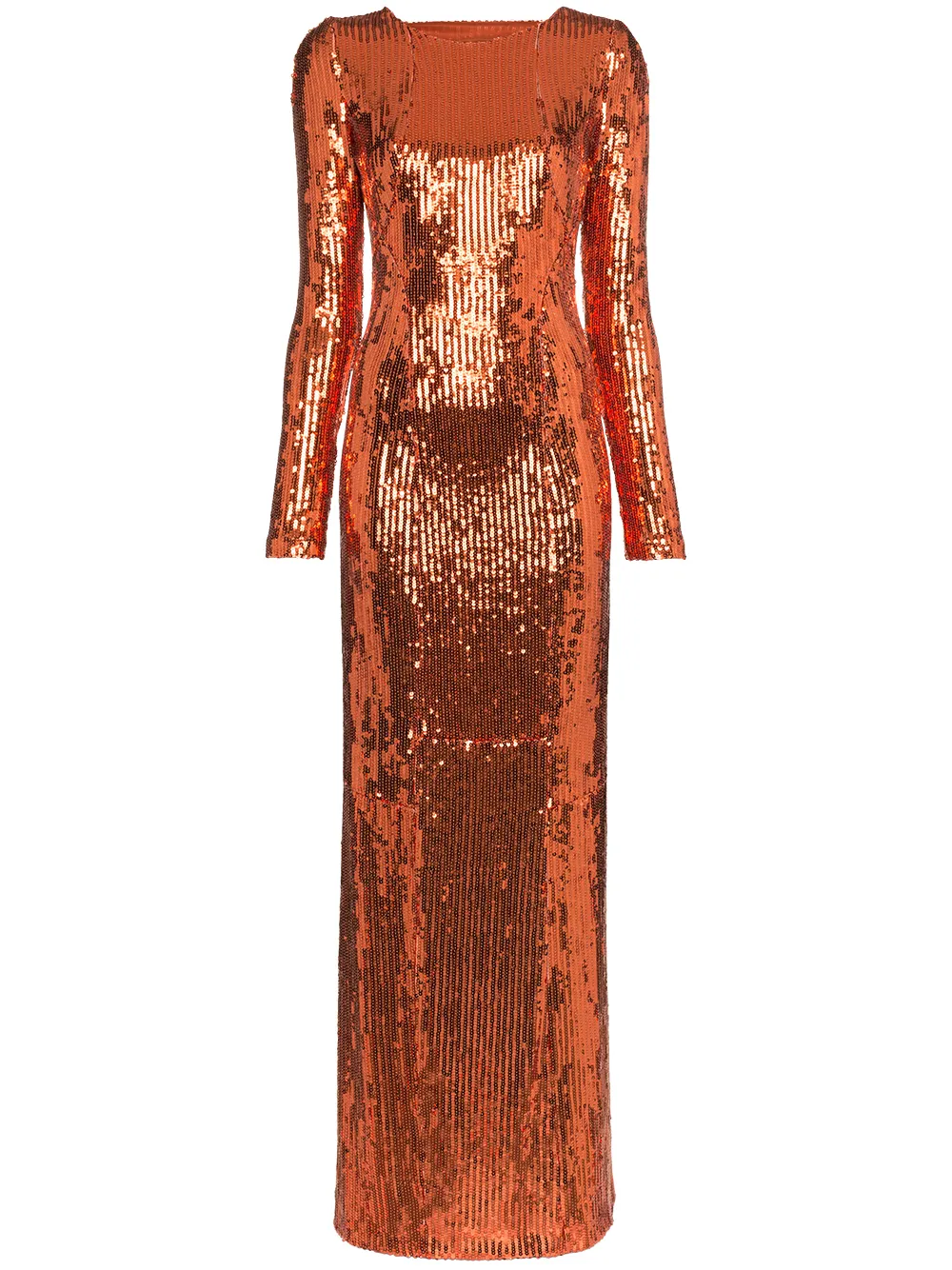orange sequin maxi dress