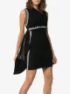 Versace asymmetric neck logo mini dress