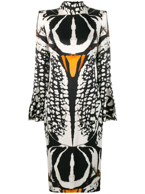 ALEXANDER MCQUEEN BEETLE PRINT MIDI DRESS