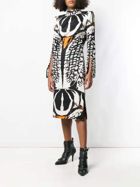 ALEXANDER MCQUEEN BEETLE PRINT MIDI DRESS