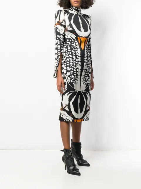ALEXANDER MCQUEEN BEETLE PRINT MIDI DRESS