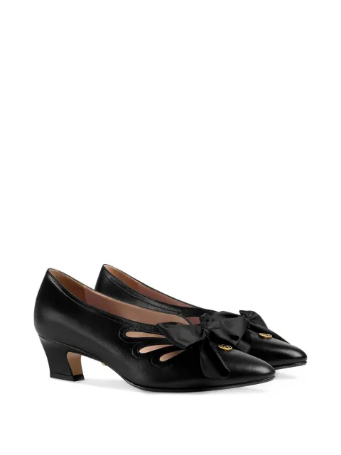 gucci leather pump with bow