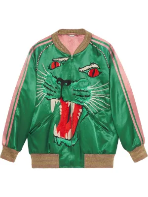 Bomber jacket with panther face