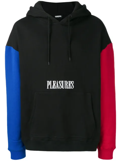 Pleasures logo colour-block hoodie