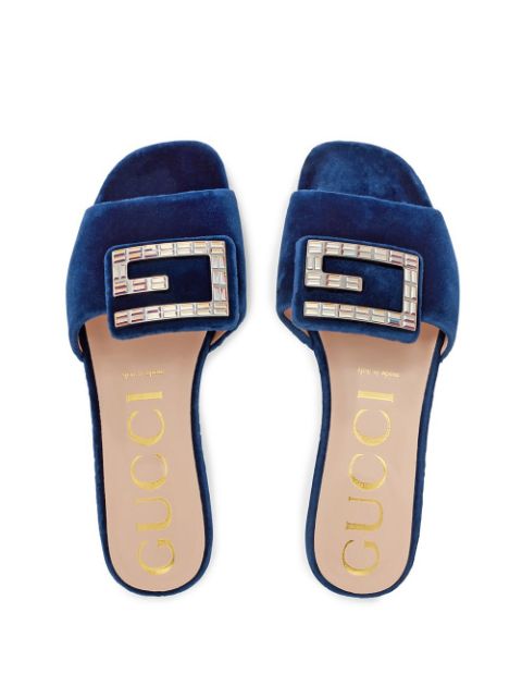 gucci velvet slide with crystal g