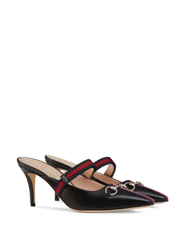 gucci mid heel slide with web