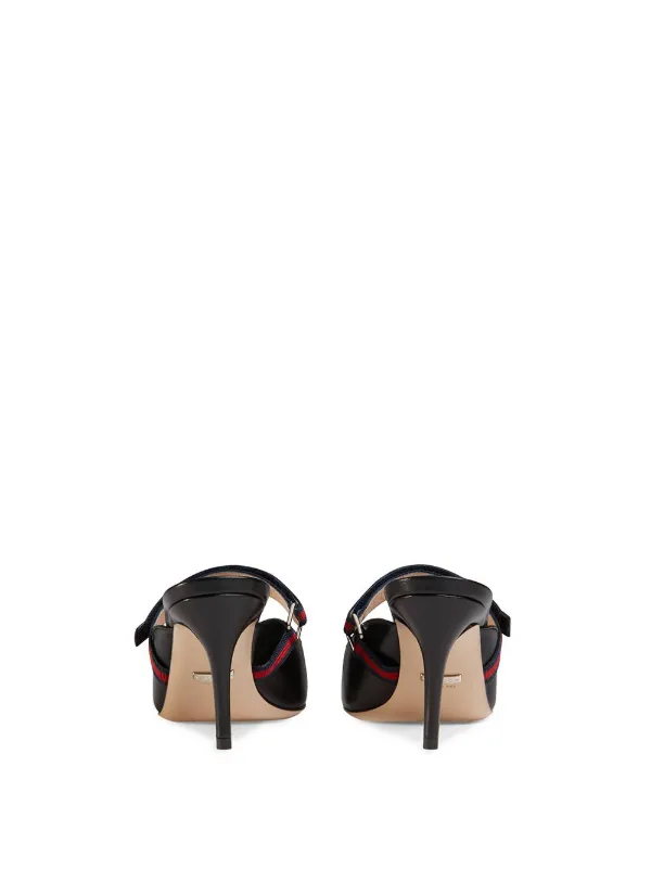 gucci mid heel slide with web