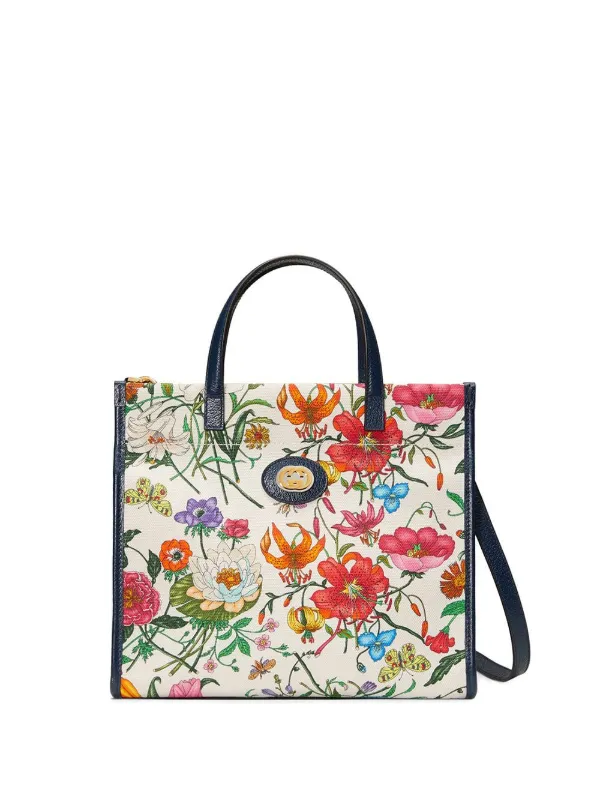 gucci floral print tote