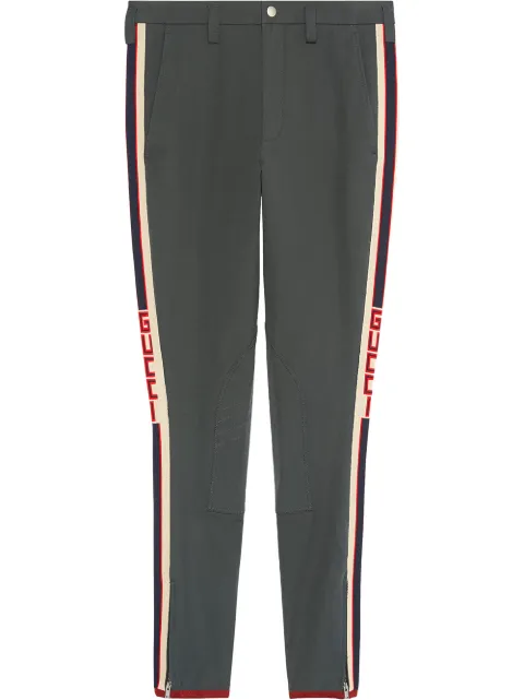 gabardine stretch pant with gucci stripe