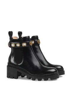 gucci leather ankle boot with belt